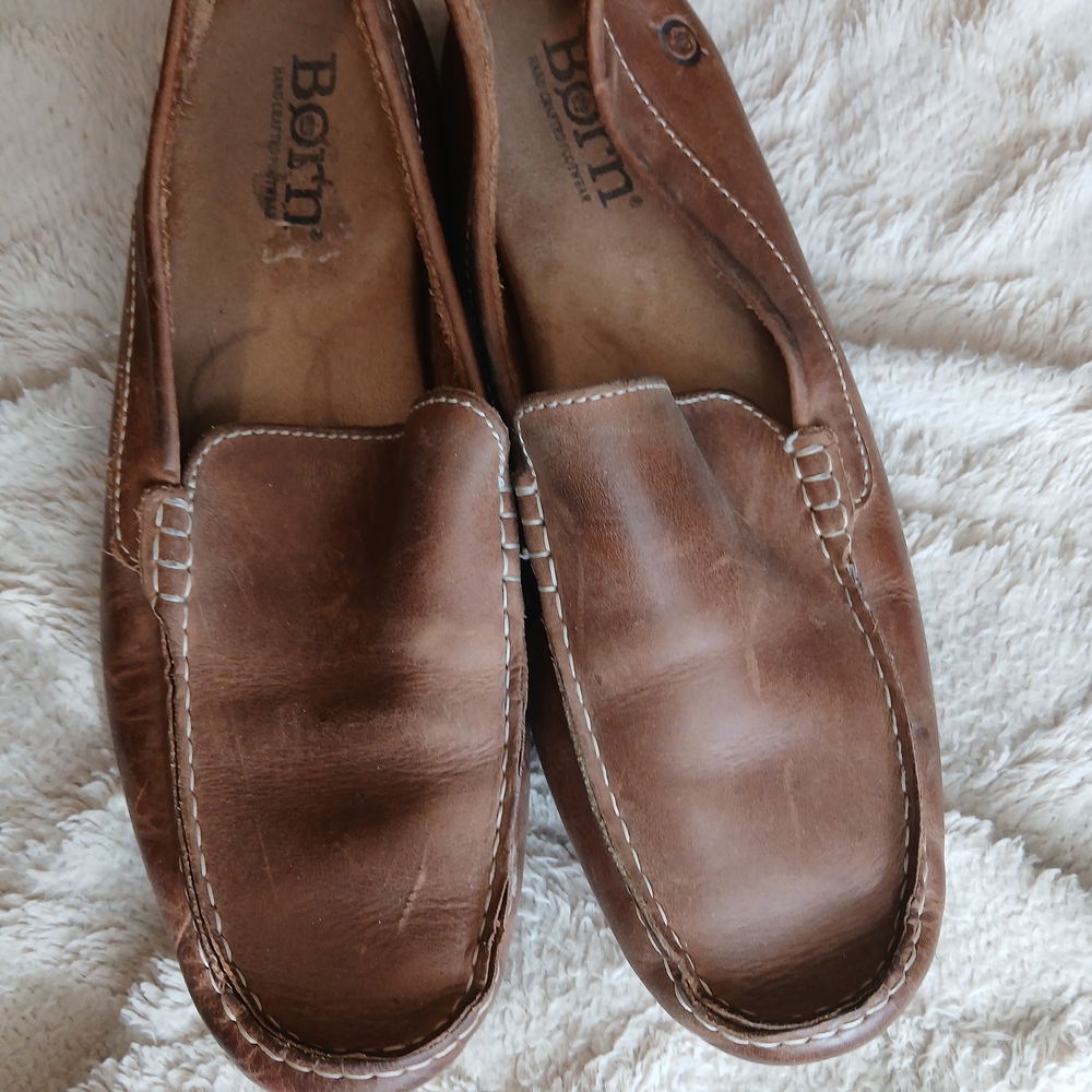 Born Men's Tan Leather Slip-Ons
